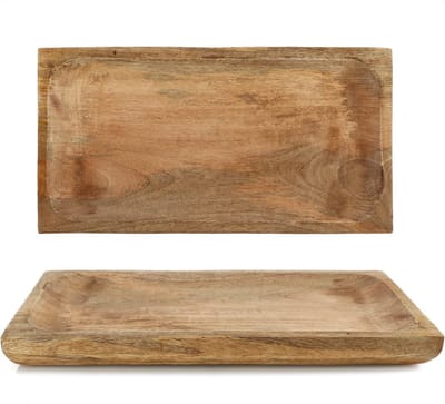 Candala decoratieve borden van mangohout - rechthoekig houten dienblad