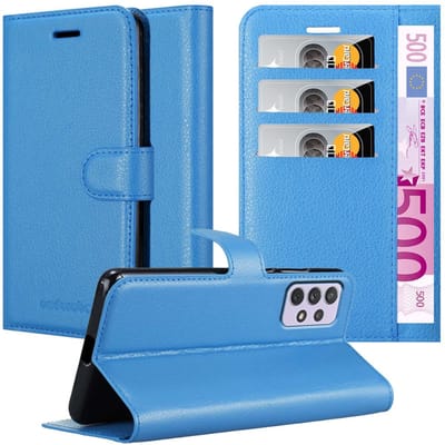 Cadorabo Hoesje geschikt voor Samsung Galaxy A73 5G in PASTEL BLAUW - Beschermhoes met magnetische sluiting, standfunctie en kaartvakje Book Case Cover Etui