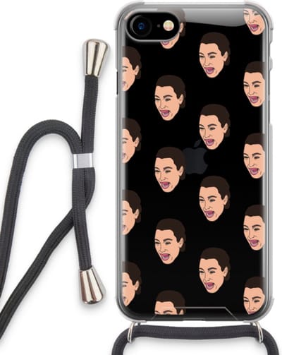 Case Company® - Hoesje met koord geschikt voor iPhone SE 2020 hoesje met Koord - Ugly Cry Call - Telefoonhoesje met Zwart Koord - Bescherming aan alle Kanten en Over de Schermrand