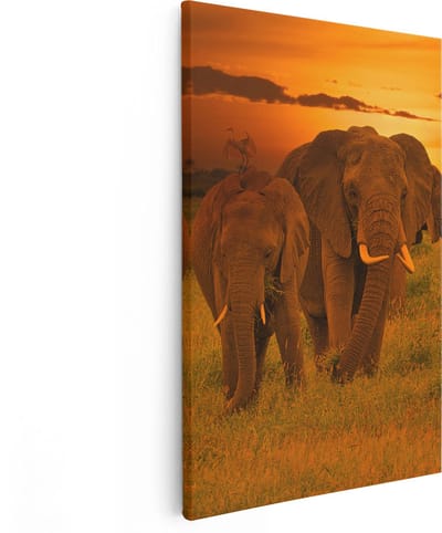 Artaza Canvas Schilderij Olifant - 80x120 cm - Groot - Wanddecoratie Dieren - Muurdecoratie Afrika - Schilderijen Op Canvas
