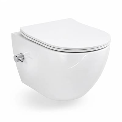 Zimmer Wit Glans Hangtoilet met Geïntegreerde Bidetkraan – Rimless Wandcloset incl. Softclose WC-bril