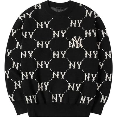 MLB FW22 Vintage All Over Print Long Sleeve Sweatshirt Unisex sweatshirt Zwart 3AKPM0226-50BKS L white