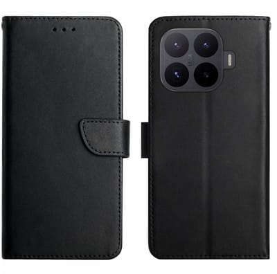 Coverup Hoesje - Geschikt voor Xiaomi 17T Hoesje - Coverup Genuine Leather Book Case - Echt Leder - Zwart