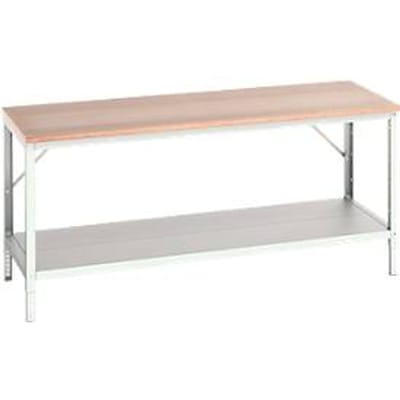 Bott verso werkbank, multiplexplaat, met legbord, B 2000 x D 800 x H 780 - 930 mm, RAL 7035 lichtgrijs