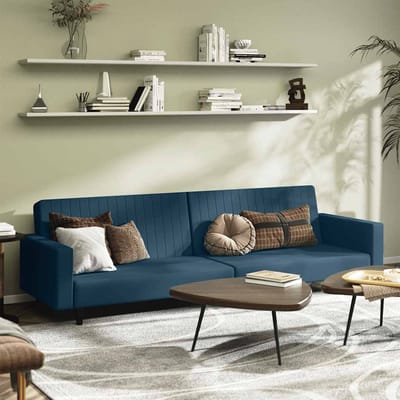 vidaXL - Slaapbank - 2-zits - fluweel - blauw
