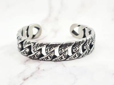 Mei's - Tibetan Serenity Cuff - armband heren - RVS zilver - polsmaat 17-18 cm