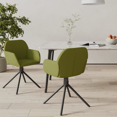 vidaXL - Eetkamerstoelen - draaibaar - 2 - st - fluweel - lichtgroen