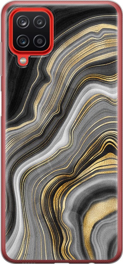 Leuke Telefoonhoesjes - Hoesje geschikt voor Samsung Galaxy A12 - Marble agate - Soft case - TPU - Tekst - Grijs