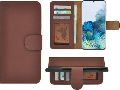 MoDo hoesje Geschikt voor Samsung Galaxy S20 FE - Echt Leer Book Case - Bruin