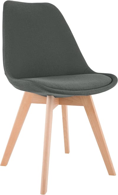 CLP Linares Eetkamerstoel - Design Keukenstoel - Scandinavisch Kuipstoel - Houten Poten Stof/donkergrijs