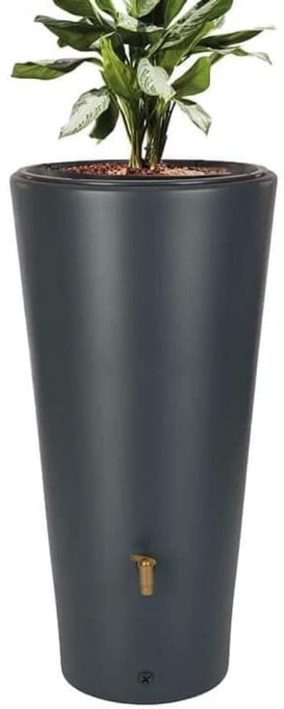 RONN® Waterton - Regenton - Watertank - 220 Liter - Afvoerklep en Afvoerbuisaansluiting - Grafietgrijs - 58cm x 58cn x 120cm