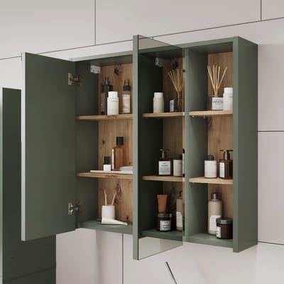 Vicco Viola Badkamerspiegelkast – 80 x 75 cm met open vakken Groen/Kunstzinnig