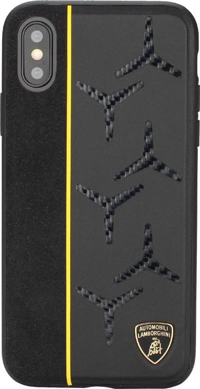 Geel hoesje van Lamborghini - Backcover - Alcantara - iPhone Xs Max - Genuine Leather - Echt leer