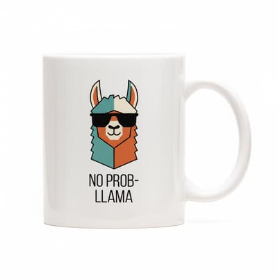 “No Prob-llama” Mok 330 ml – Grappige Lama Beker met Zonnebril – Perfect Cadeau voor Dierenvrienden & Vrienden
