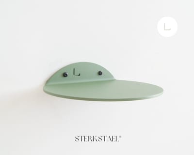 STERKSTAEL Saga wandplank Salie Groen - stalen wandplank - kleur groen - poedercoating - staal - wandrek - wandplankje - inclusief bevestigingsmateriaal - draagkracht van 10 kg - 1 stuk
