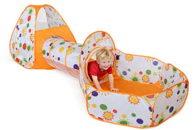 Goodz4All Oranje Tunneltent 3-in-1 Speeltent Pop Up Tent met Ballenbak en Tunnel Kruiptunnel Kinderen– Kindertent Speelhuisje met Speeltunnel en Ballenbad Popup Pop-Up Tenten