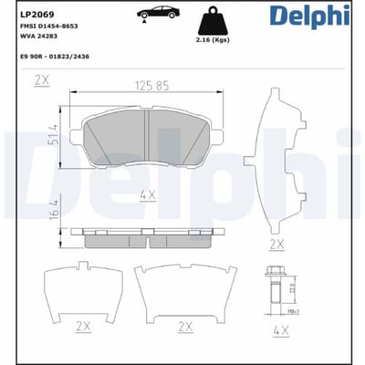 Remblokset DELPHI LP2069, voor