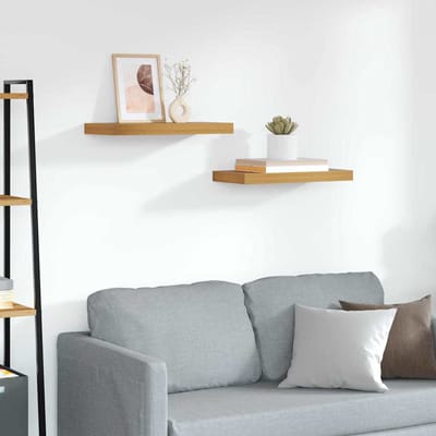 vidaXL - Wandplank - 2 - st - Bruin - 50 - x - 23,5 - x - 3,8 - cm - Bewerkt - hout
