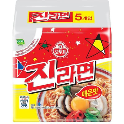 Otoki Jin Ramen Pittige Smaak 120g x 5 Pakjes Koreaanse Instant Noedelsoep 1ea (5packs) red