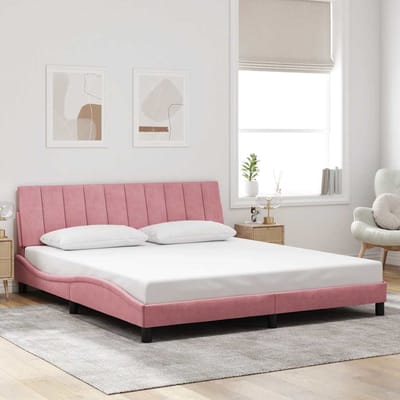 vidaXL - Bedframe - zonder - matras - "Hanko" - fluweel - roze - 180x200 - cm