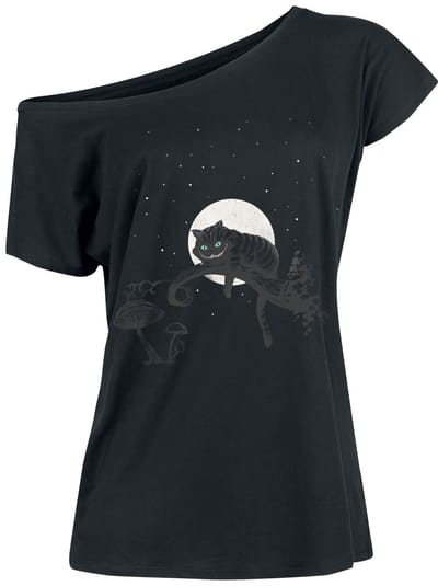 Alice in Wonderland - Disney T-shirt - Chesire Cat Crazy Nights - S tot XL - voor Vrouwen - zwart