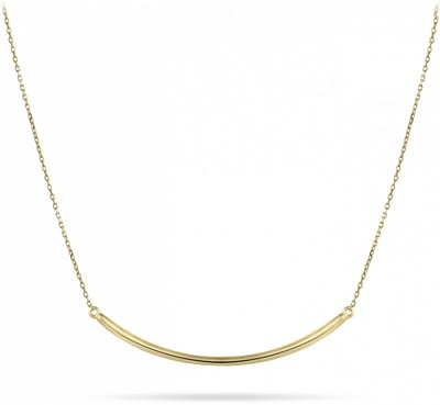 Gisser Jewels - Gebogen Staaf Hanger incl. Ketting - 42mm Breed - Lengte 38+4cm - 14 Karaat Geelgoud