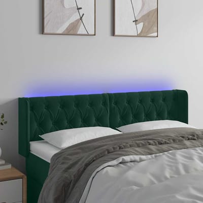 vidaXL - Hoofdbord - LED - 163x16x78/88 - cm - fluweel - donkergroen