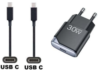 OneOne 30W snellader + 1,0m sterke USB C naar C kabel. GAN lader. PD PPS oplader adapter past op Samsung Galaxy S8, S9, A07, A17, F36, M36, F56, Tab Active 5 Pro, Tab S9, S9 FE, Tab S10 Lite, S10+, S10 FE+, S10 Ultra