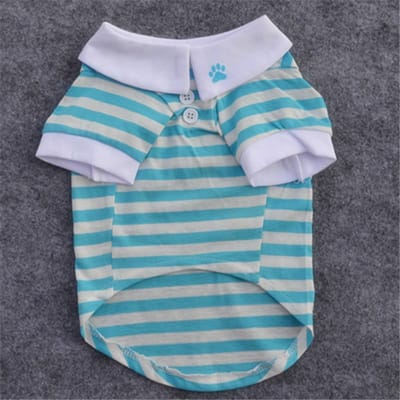 Huisdierkleding, Katoenen Klassiek Gestreept Shirt Poloshirt, Zomerkleding, Revers T-shirt L