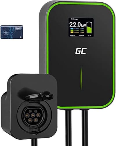 Green Cell EV15RFID oplaadstation voor elektrische voertuigen Zwart Aluminium Muur 3 Ingebouwd display LCD