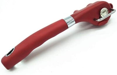Handmatige Blikopener - Gladde Rand - Keuken Gebruik - Veilig Snijmechanisme - RVS - Rood