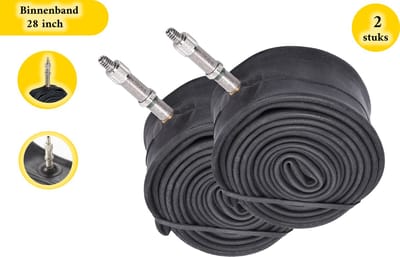 Fiets binnenband 28 inch - 2 stuks in de verpakking binnenband 28 Inch (28/47-609/635 (28 x 1 5/8 x 1 3/8) Zwart - fietsbinnenband 28 inch, breed, Dunlop-ventiel, lekvrij