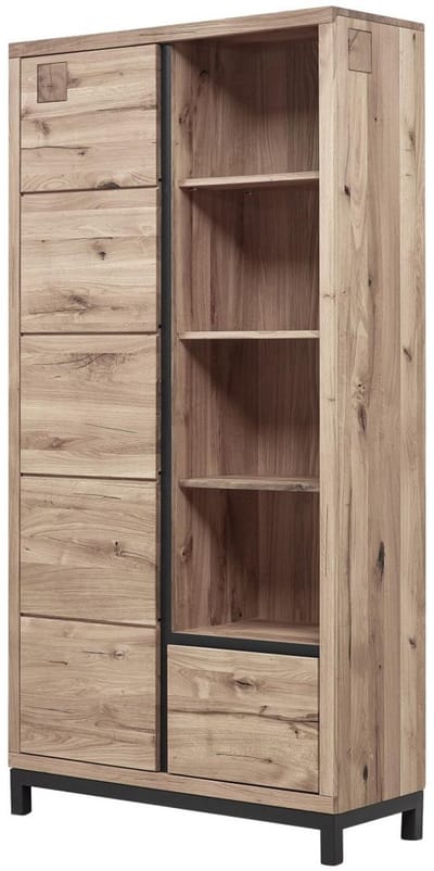 MASSIVMOEBEL24.DE wilde eik boekenkast beige massief hout 100x40x200 cm (BxTxH) geolied gemonteerd VILLANDERS volledig massief #239