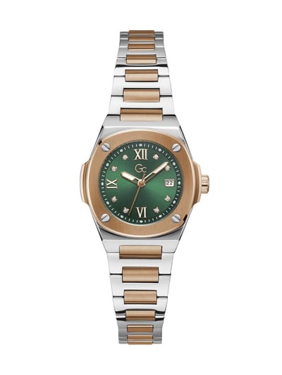 Gc Gc Coussin Shape Mini Quartz Dag- En Datumhorloge Groente Kast: 100% Roestvrij Staal | Armband: 100% Roestvrij Staal 30 Z12001L9MF