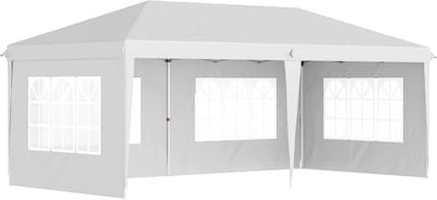 Inklapbaar pop-up paviljoen 3x6m met zijpanelen en transporttas voor tuinfeesten