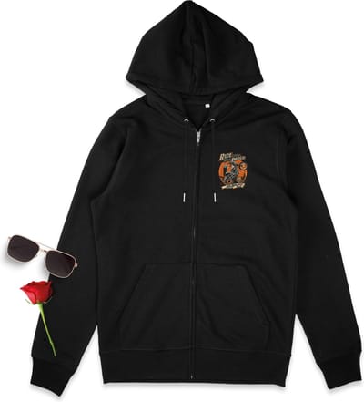 Dames en Heren Hoodie met rits en capuchon - Freestyle Motor - zwart - Maat S