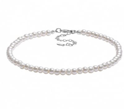 Ketting-Parel-4 mm-Wit-Zilverkleur-37 cm synthetische