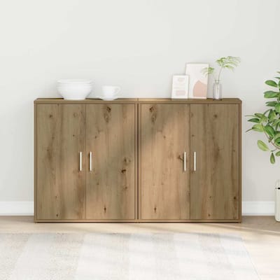 vidaXL - Dressoir - 2 - st - Artisan - Eiken - 60 - x - 31 - x - 70 - cm - Bewerkt - hout