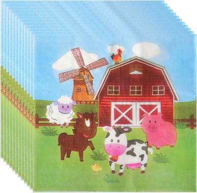 40 stuks papieren servetten voor boerderijfeest, verjaardagsdecoratie, kinderverjaardag, 2-laags, 33 x 33 cm, feestaccessoires, safari en jungle thema