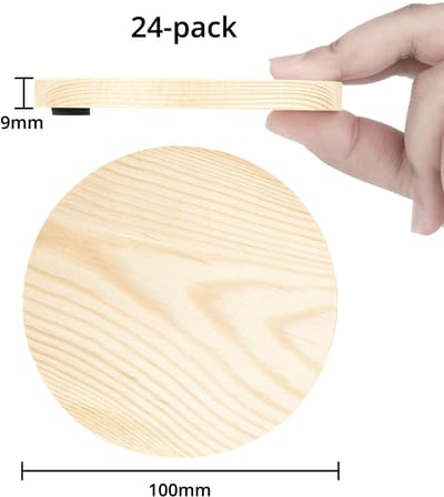 JHUBERS- Houten Onderzetters 100 mm - Antislip - Waterdicht - DIY Hobby - Blank Houten Cirkels - Stevige Houtconstructie - Onderzetter