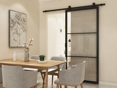 Barnwoodweb Schuifdeur staal en glas 3 vaks helder glas 100x235 - Complete set - Inclusief schuifdeursysteem en deurgreep