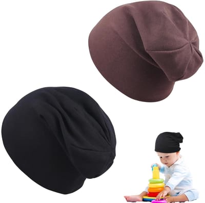 BRENZOOS- Kinderbeanie Set van 2 - Dubbele Laag Warm - Zacht Katoen/Acryl - Wintermuts voor Kinderen - Ideaal voor Buitenactiviteiten