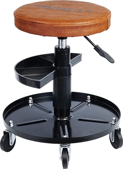 Rol kruk Schommelstoel Werkkruk met verstelbare rugleuning Draaibare Kruk / Rolling stool Rocking chair Work stool with adjustable back Swivel stool - Draaibare kruk met wielen