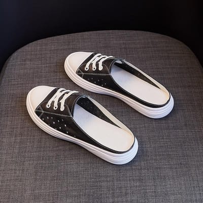 Echt Leer Baotou Muiltjes Dames Bovenkleding Zomer Nieuwe Stijl Luie Instappers Zachtzool Muiltjes Kleine Witte Schoenen 39 gray