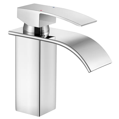 Cecipa Max Chroom Wastafelkraan - Waterval Uitloop - Opbouw - Warm en Koud - 304 Roestvrij Staal - Badkamerkraan - Keukenkraan - Chroom