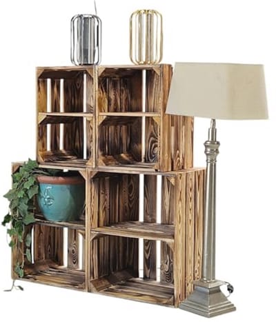 Vintage houten fruitkisten en wijnkisten voor meubelbouw en decoratie - set van 4