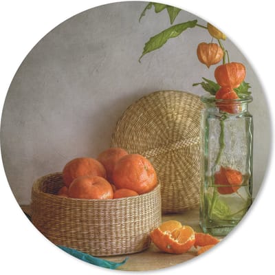 Muismat rond 20x20 cm - Mousepad Mandarijn - Stilleven - Vaas - Ronde muismatten