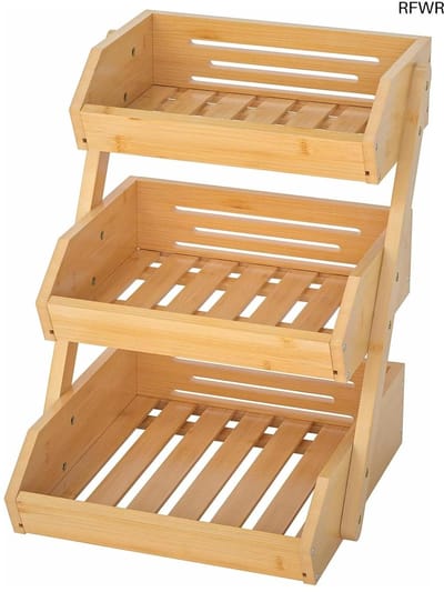 RFWR® 3-Tier Bamboe Fruitmand - Decoratieve Opbergmand voor Keuken