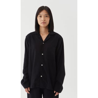 Tekla Unisex Flannel, Pyjamas Shirt Lucid Black Maat: XXS | Nachtmode Outlet | Unisex | Zwart
