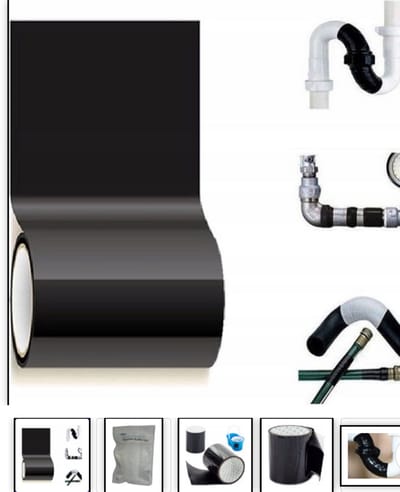 Borvat® Waterdichte Reparatie Tape - Super Sterk Flextape - Klustape voor Lekkages, Zwembad, Badkamer & Tent - Rubber Tape 1,5 Meter
